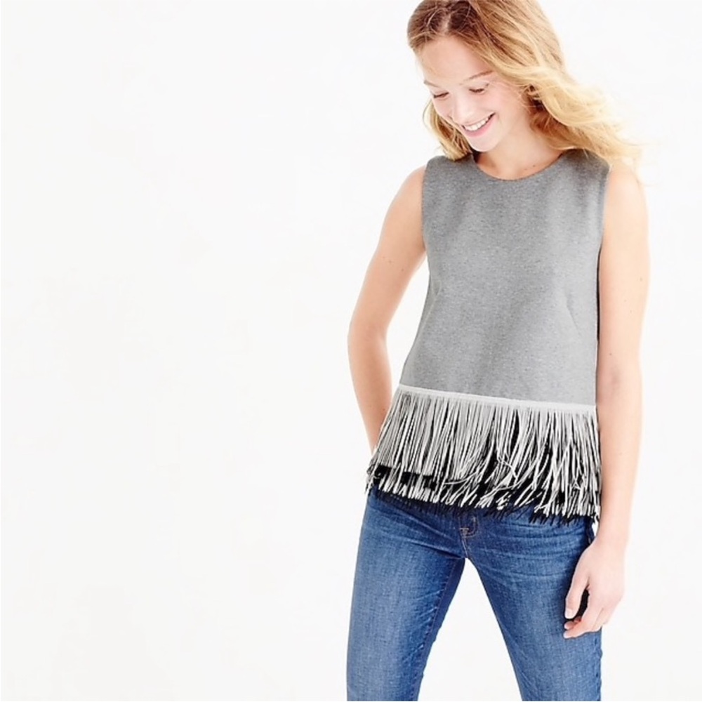 J.Crew Women’s Black Sleeveless Fringe Hem Tank Top Size Large - Picture 6 of 6